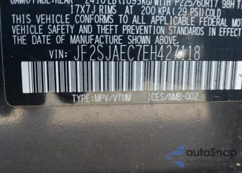 2014 Subaru Forester 2.5I Premium from USA, damaged, VIN JF2SJAEC7EH427118